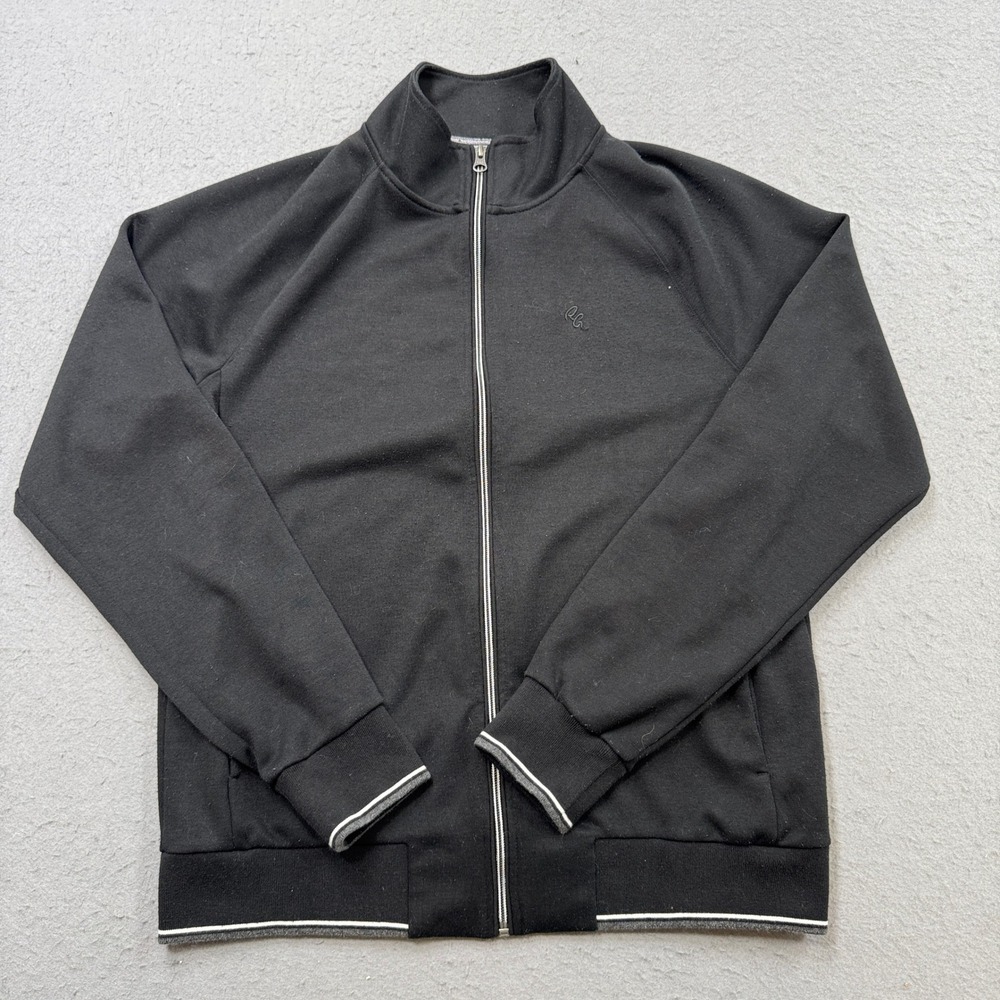 Robert Graham Track Jacket Mens Medium Black Athletic Mockneck Athleisure Sporty